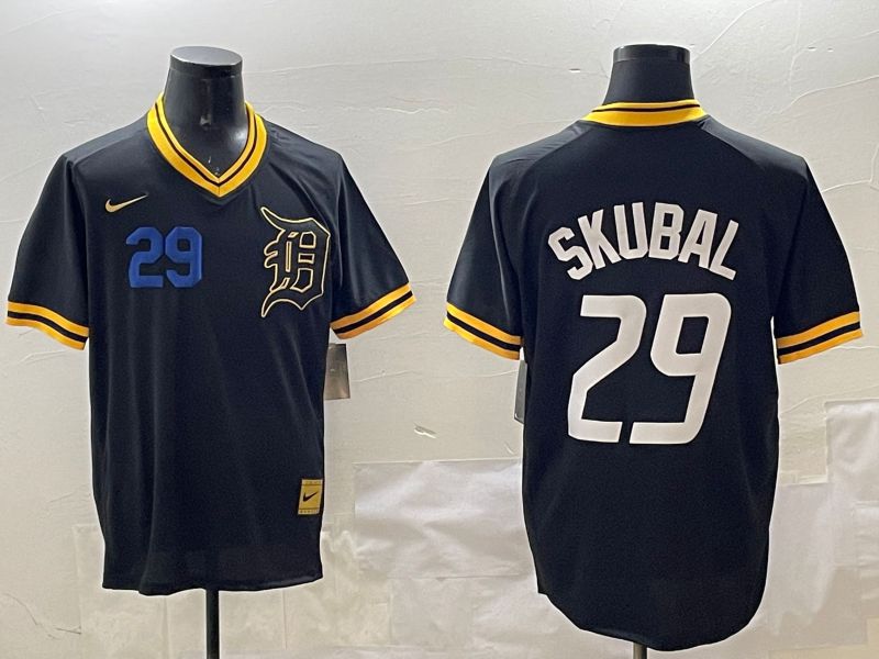 Men Detroit Tigers #29 Skubal Black Gold Game 2025 Nike MLB Jersey style 5->detroit tigers->MLB Jersey